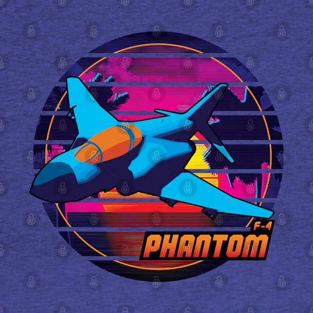 Neon Retro F-4 Phantom by patrickkingart